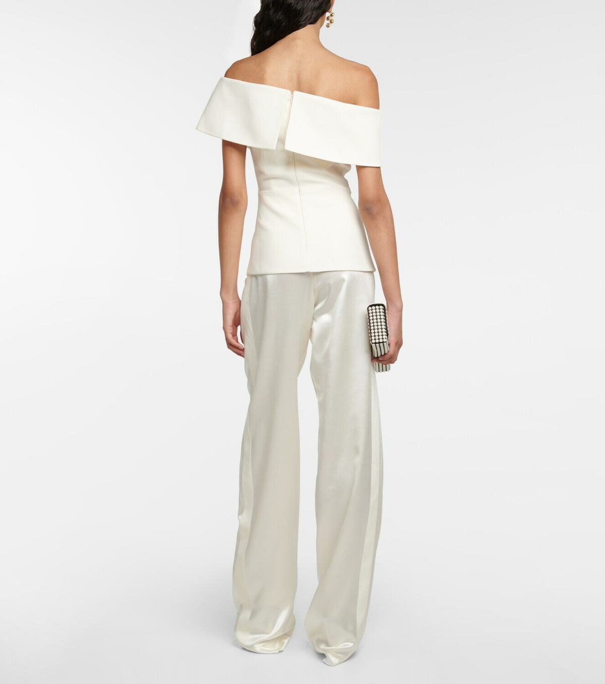 Safiyaa Bridal Eimear off-shoulder crêpe top