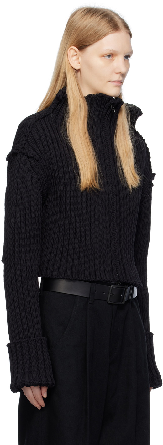 Y's Black Lettuce Edge Cardigan