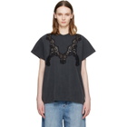 Stella McCartney Black Lace Mix Washed Jersey Cotton T-shirt