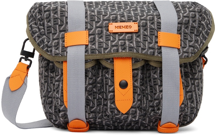Photo: Kenzo Grey & Orange Small Jacquard Messenger Bag