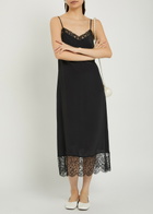 Simone Rocha Lace-trimmed Crepe-de-chine Midi Dress Black