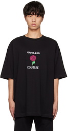 Versace Jeans Couture Black Embroidered T-Shirt