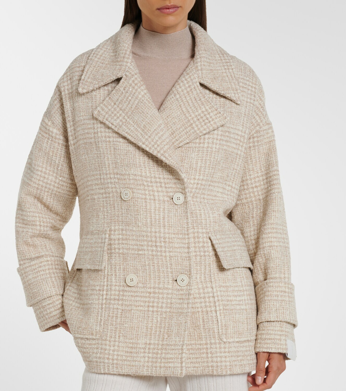 Eleventy Checked wool and alpaca-blend jacket