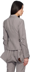J.Kim Gray Smocked Flower Blazer