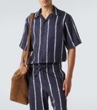 Commas Striped linen bowling shirt