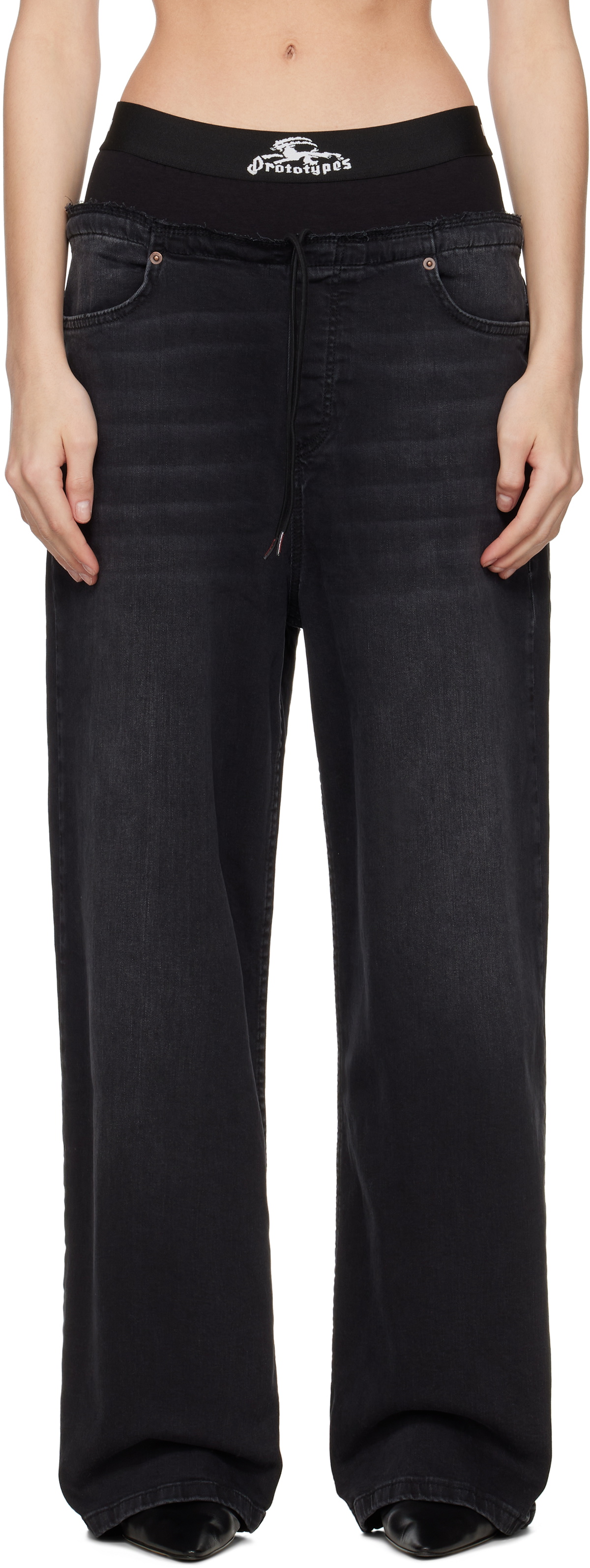 Prototypes Black Waistband Regular Jeans