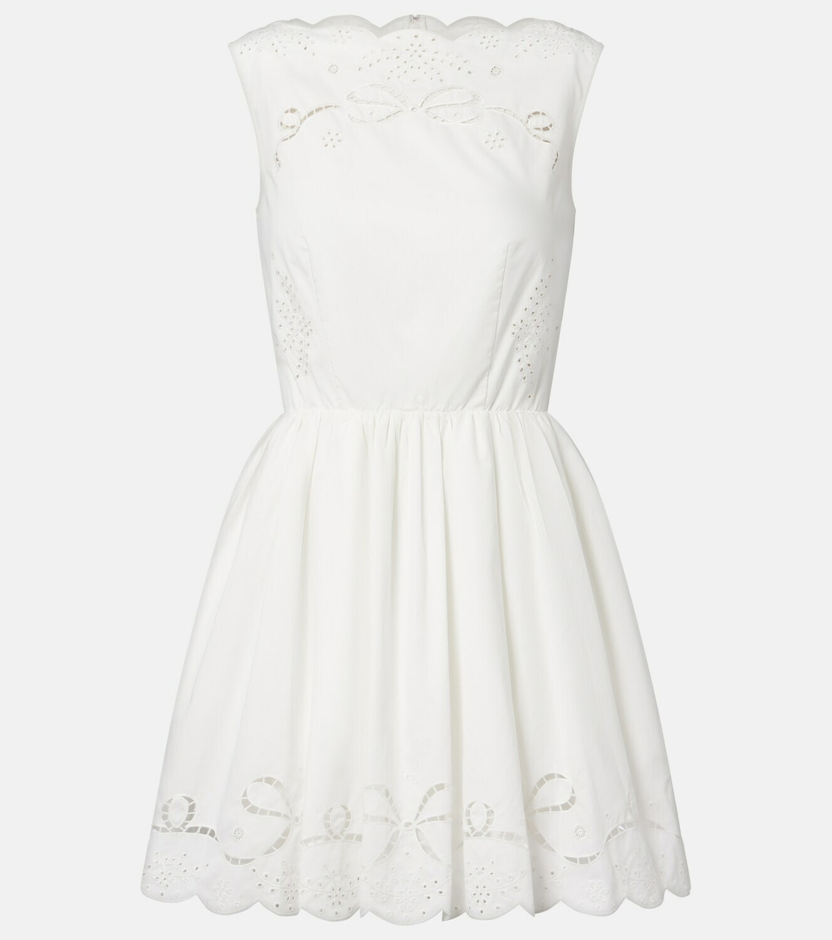 Self-Portrait Embroidered cotton poplin minidress