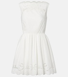 Self-Portrait Embroidered cotton poplin minidress