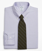 Brooks Brothers Men's Stretch Regent Regular-Fit Dress Shirt, Non-Iron Check | Purple