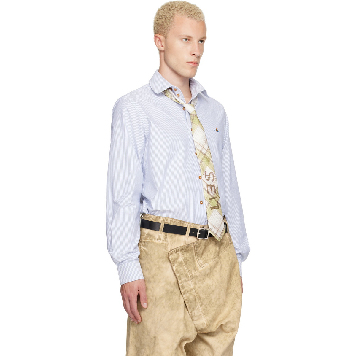 Vivienne Westwood Blue & White Two Button Krall Shirt