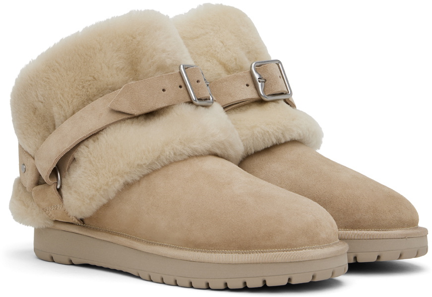 Burberry Beige Suede & Shearling Chubby Boots Burberry display picture 2