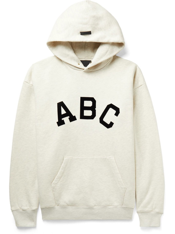 Photo: FEAR OF GOD - Oversized Flocked Fleece-Back Cotton-Jersey Hoodie - Neutrals