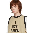 Sunnei Beige and White I Hate Fashion Tank T-Shirt