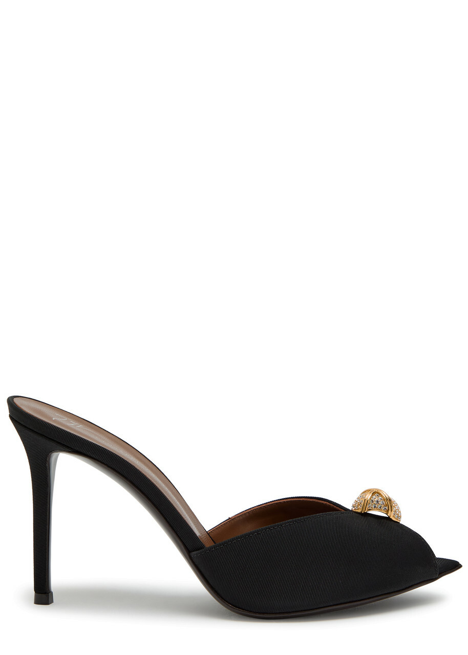 Giuseppe Zanotti Intriigo Cocktail 90 Embellished Faille Mules Black