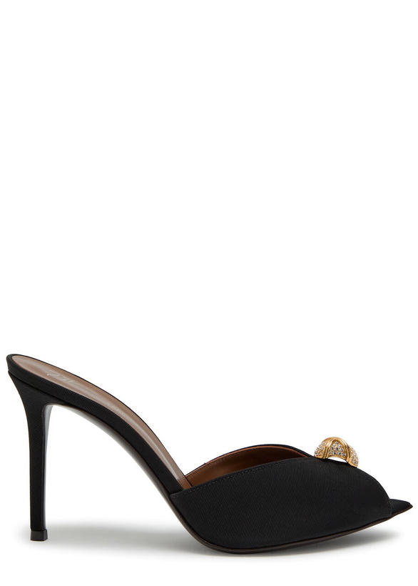 Photo: Giuseppe Zanotti Intriigo Cocktail 90 Embellished Faille Mules Black