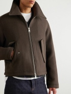 AMI PARIS - Shearling-Trimmed Wool Jacket - Brown