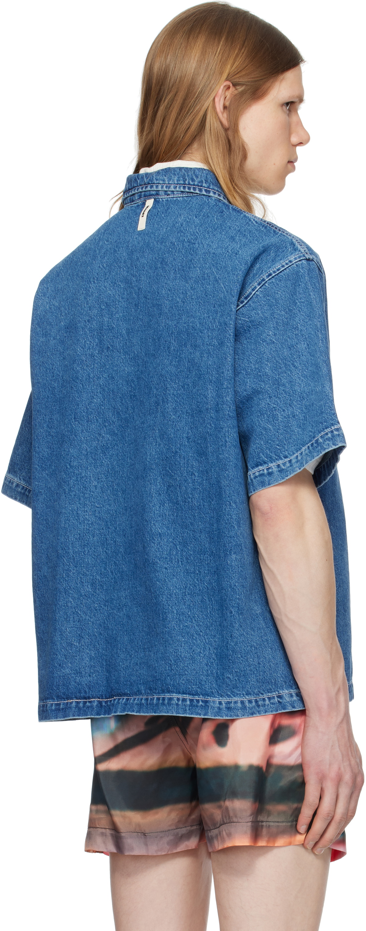SUNNEI Blue Short Sleeve Denim Polo