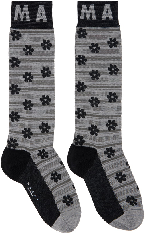 Photo: Marni Gray & Black Flower Jacquard Socks