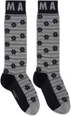 Marni Gray & Black Flower Jacquard Socks