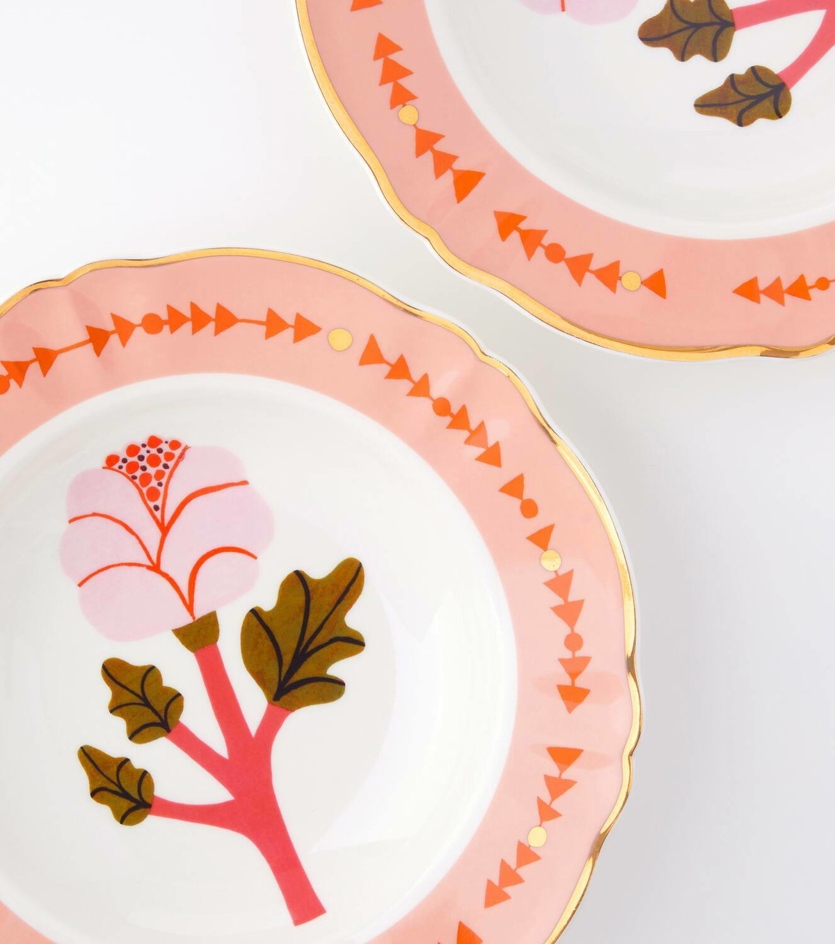 Bitossi Botanica Rosa set of 4 porcelain soup plates