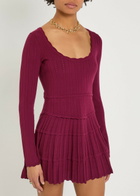 Loveshackfancy Lavender Pointelle-knit Mini Dress Burgundy
