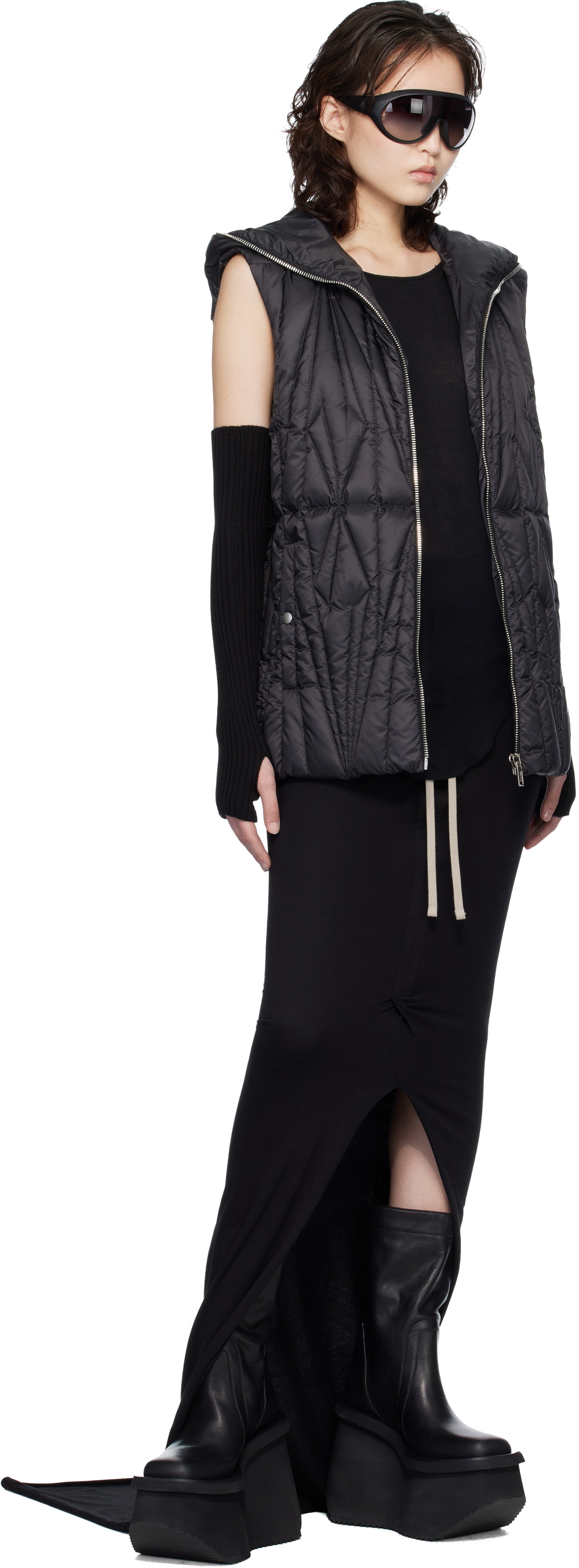Rick Owens Moncler + Rick Owens Black Geocamo Ziplock Down Vest