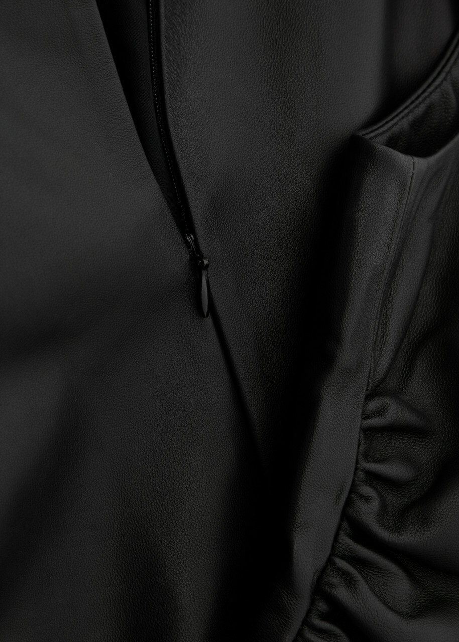 Aexae Ruched Asymmetric Leather top Black