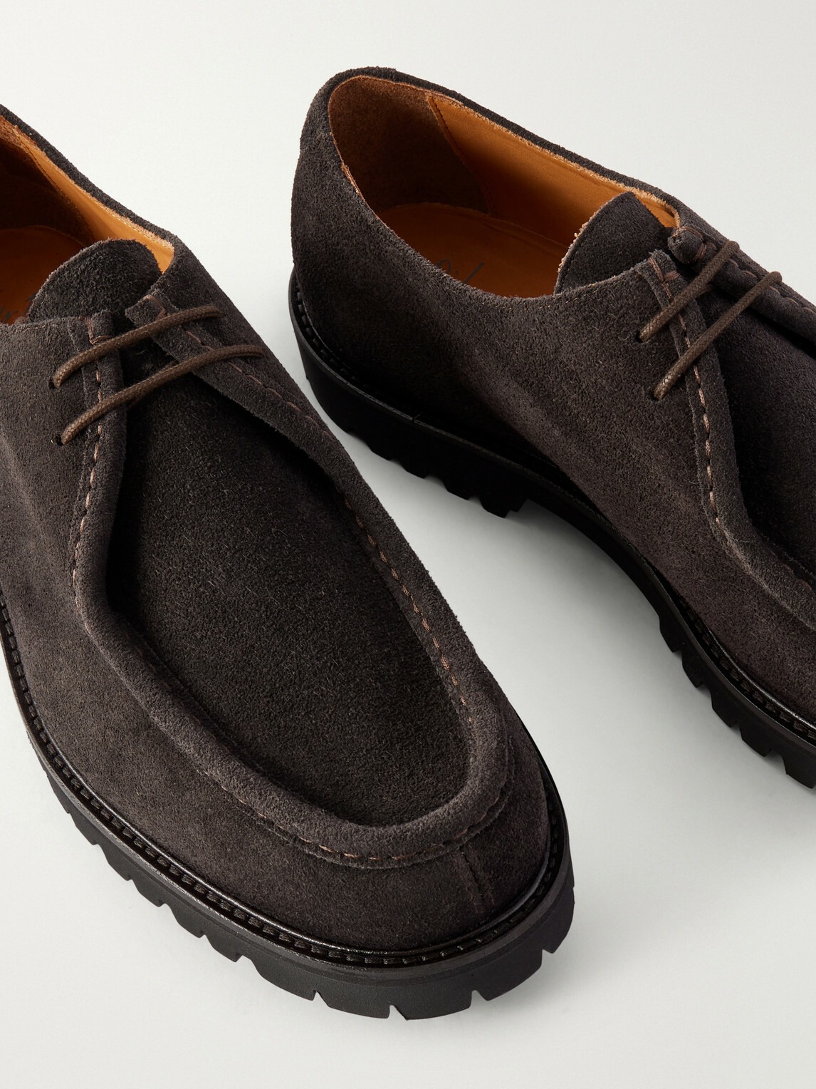 Mr P. - Suede Derby Shoes - Brown