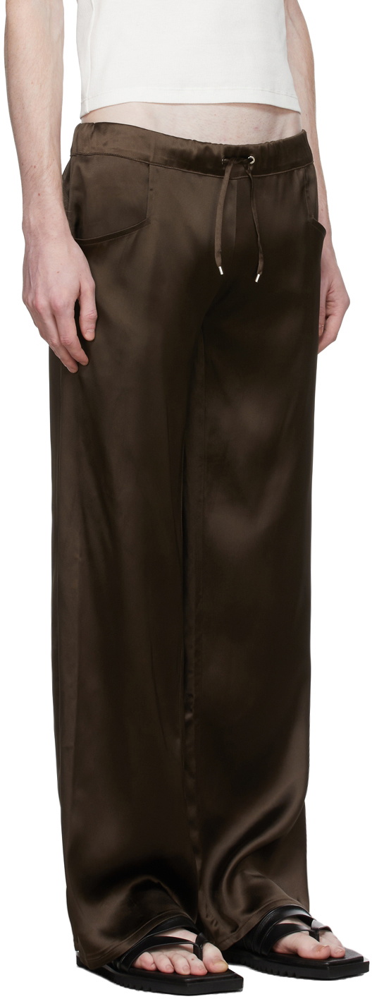 Ludovic de Saint Sernin Brown Satin Lounge Pants Ludovic de Saint Sernin