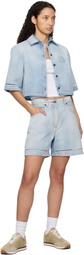 MSGM Blue Cropped Denim Shirt