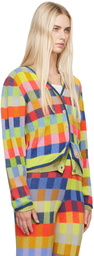 The Elder Statesman Multicolor Check Cardigan