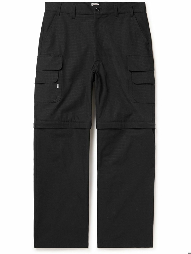 Photo: Randy's Garments - Straight-Leg Mesh-Panelled Cotton-Ripstop Cargo Trousers - Black