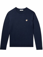 Maison Kitsuné - Logo-Appliquéd Wool Sweater - Blue