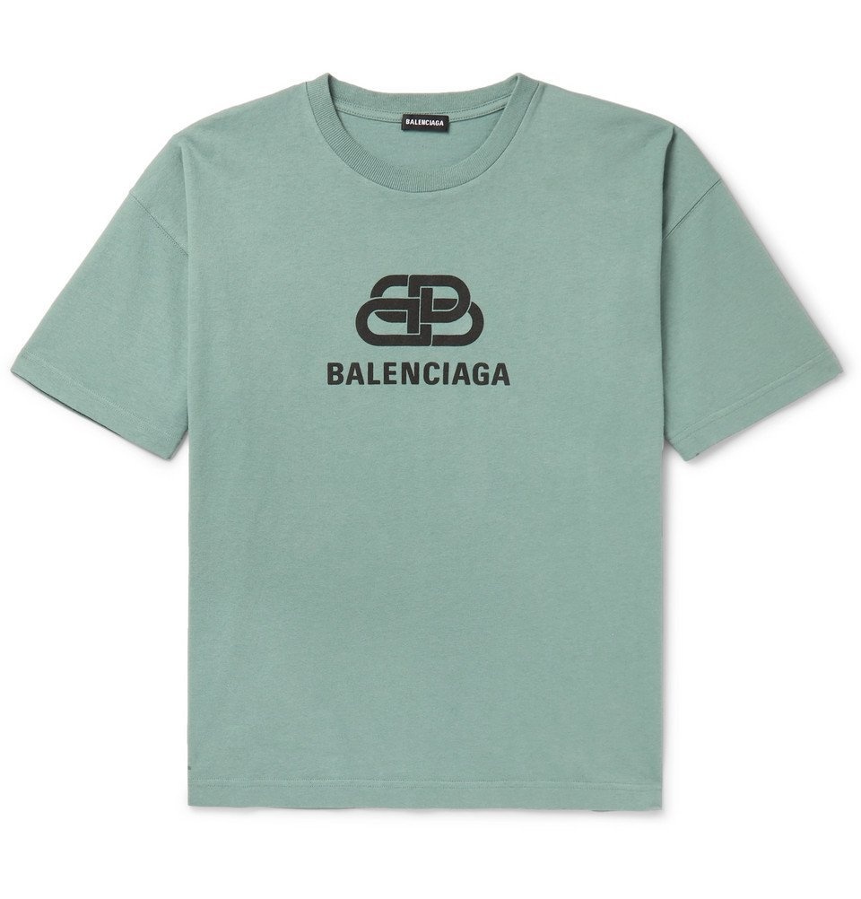 Balenciaga - Logo-Print Cotton-Jersey T-Shirt - Green Balenciaga