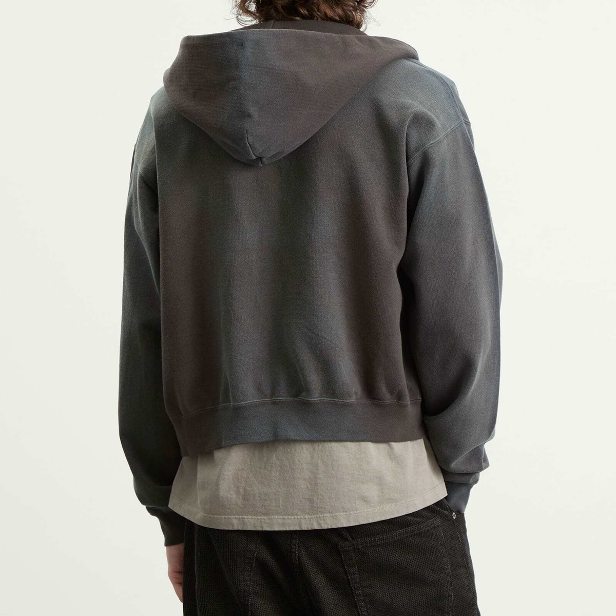 Auralee Men's Zip Up Pima Hoody in Ink Black