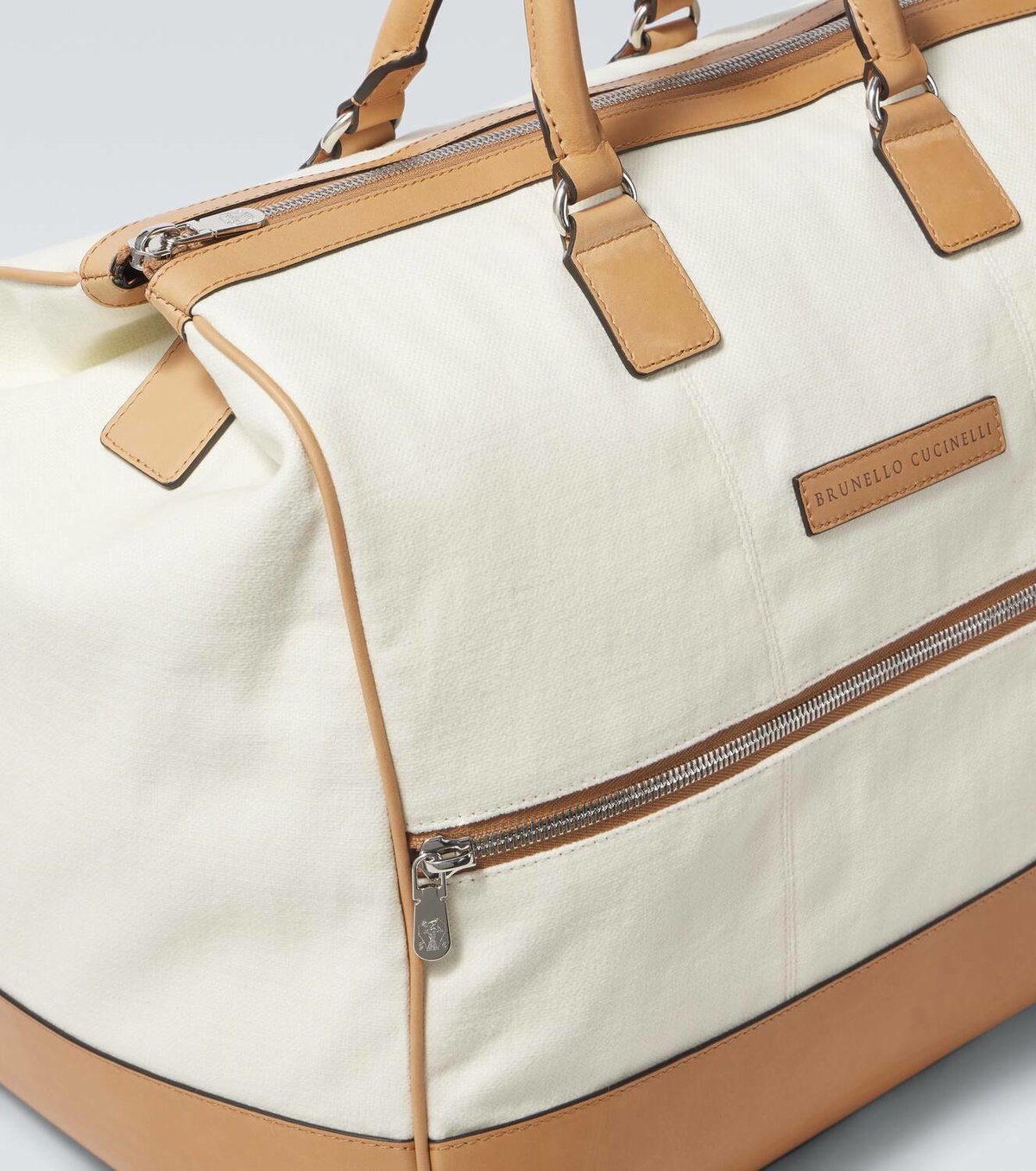 Brunello Cucinelli Leather-trimmed canvas duffel bag