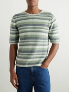 Inis Meáin - Strata Striped Knitted Linen T-Shirt - Green