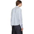 Prada Blue and White Silk Striped Shirt