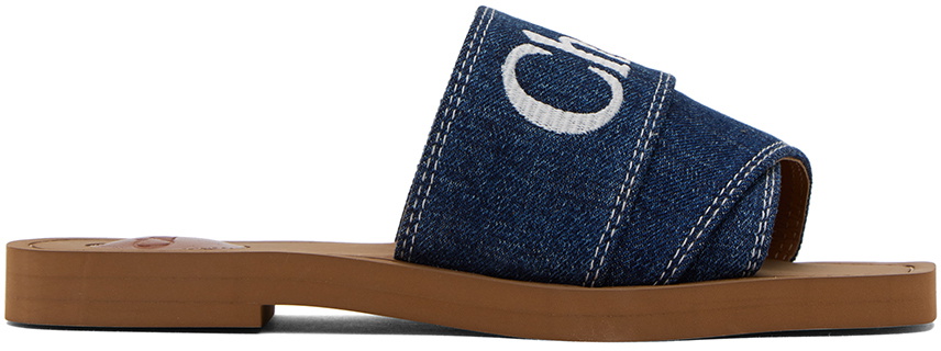 爽やかブルーが足元を彩る ☆ CHLOE Woody light blue slides Chloé | Woody light blue linen slide sandals | Savannahs