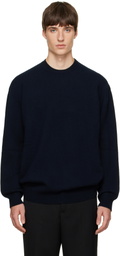 Jil Sander Navy Cashmere Blend Crew-Neck Sweater