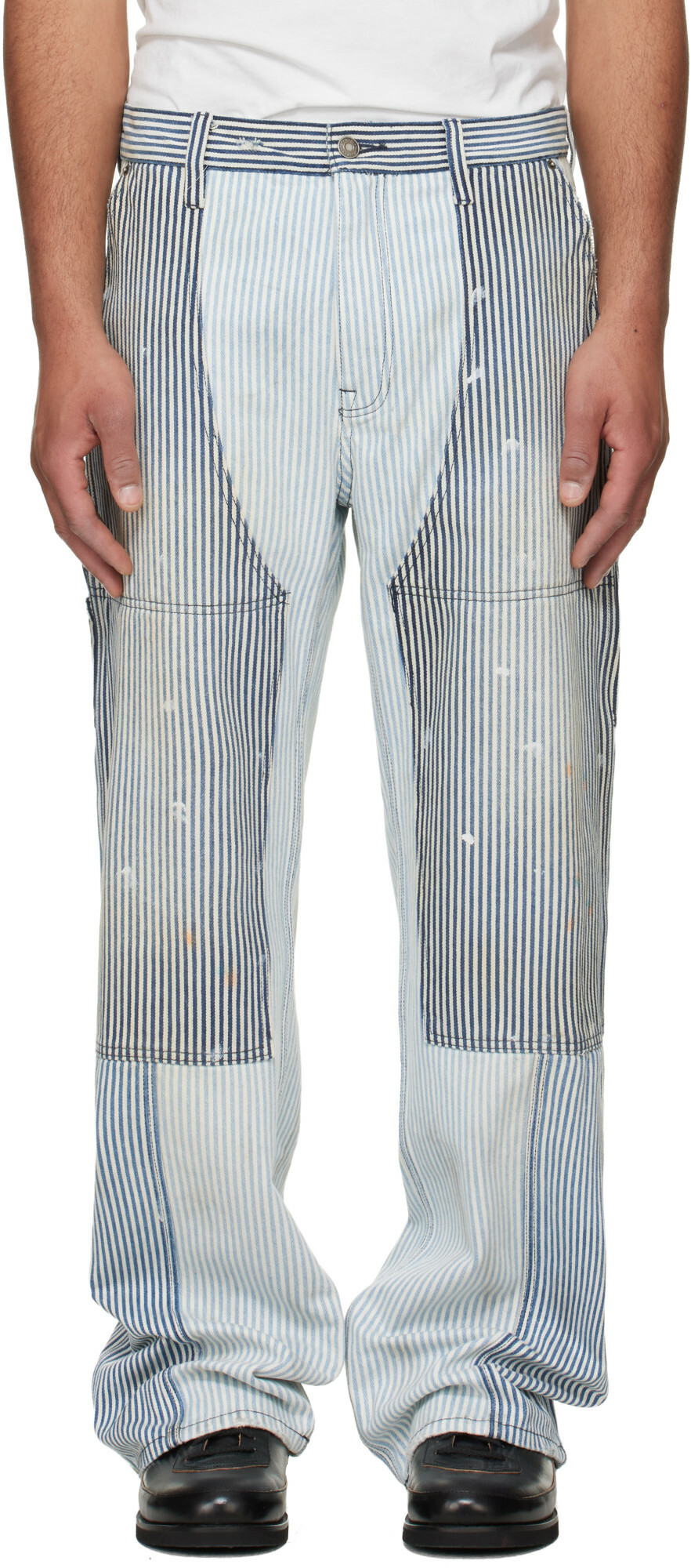 COÛT DE LA LIBERTÉ Blue & White Max Hickory Stripe Union Work Jeans