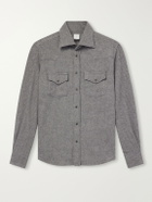 Eleventy - Texas Houndstooth Wool and Cashmere-Blend Shirt - Gray