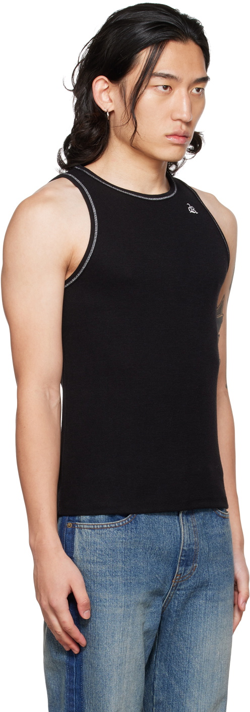 DRAE SSENSE Exclusive Black Embroidered Tank Top