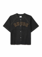 Rhude - Logo-Embroidered Denim Baseball Shirt - Black