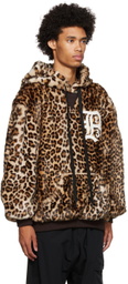 R13 Brown Leopard Print Hoodie