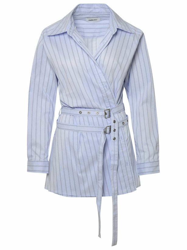 Photo: AMBUSH Stripes Crossed Shirt Dress