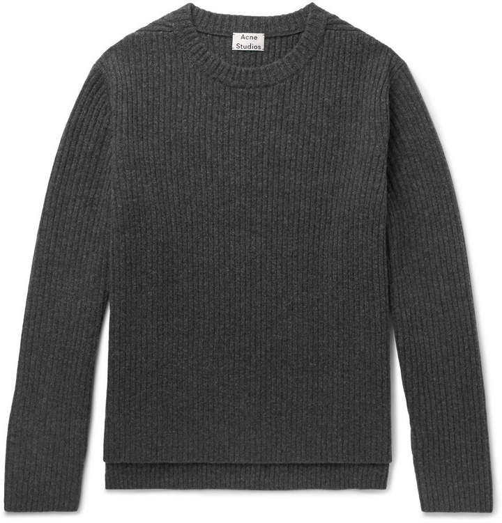 Photo: Acne Studios - Nicholas Mélange Ribbed Wool Sweater - Men - Charcoal