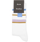Acne Studios - Ribbed Striped Stretch Cotton-Blend Socks - Men - White