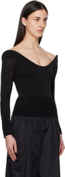 ALAÏA Black Curved Soft Jersey Bodysuit