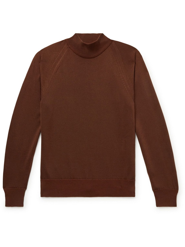 Photo: TOM FORD - Slim-Fit Silk-Blend Mock-Neck Sweater - Brown